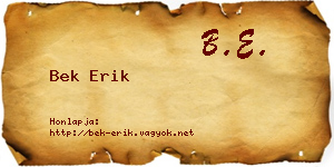 Bek Erik névjegykártya